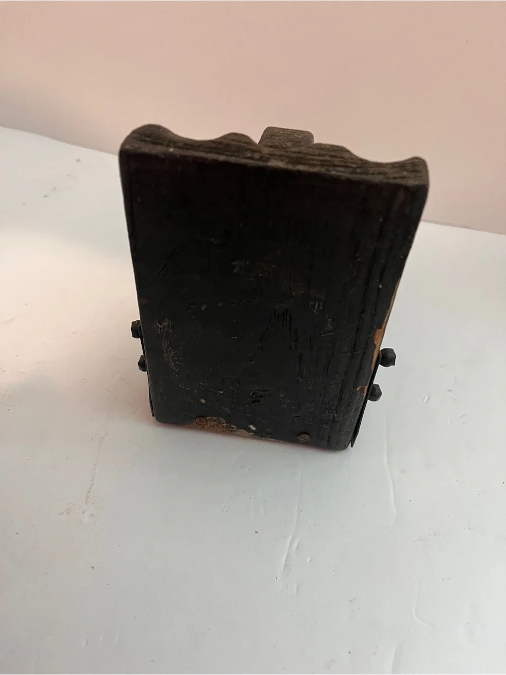 Vintage Rustic Wooden Pulley Bookends - Dark Brown